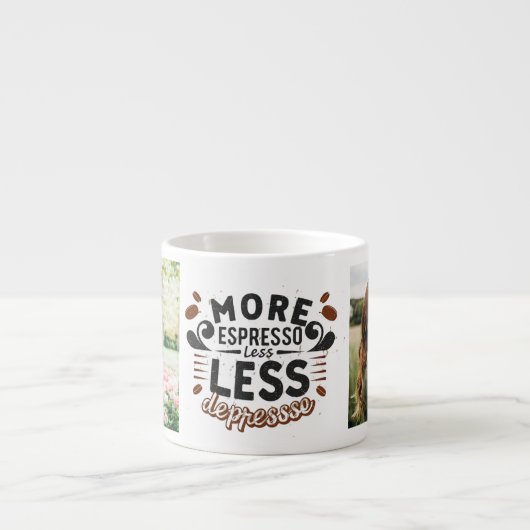 より多くのEspresso少ないくぼみパーソナライズされた2枚の写真 エスプレッソカップ (正面)