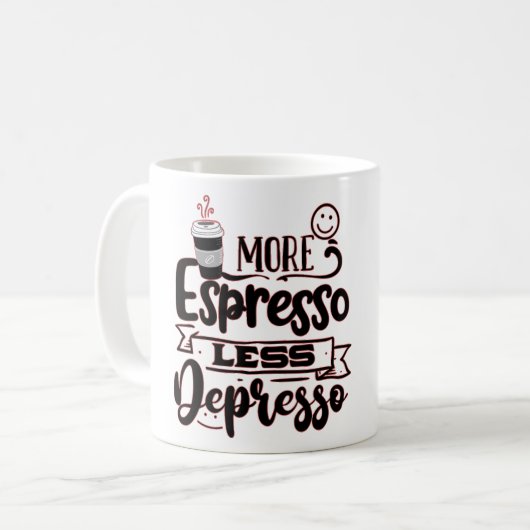 より多くのEspresso少ない窪み – Espresso Love コーヒーマグカップ (正面左)