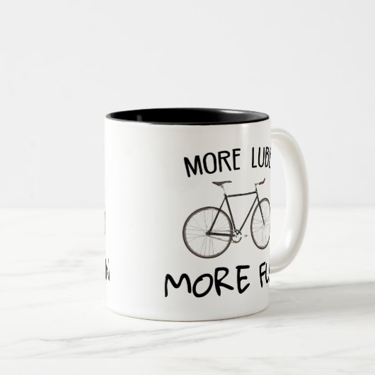 より多くのLubeより多くのおもしろいサイクリング ツートーンマグカップ (正面右)