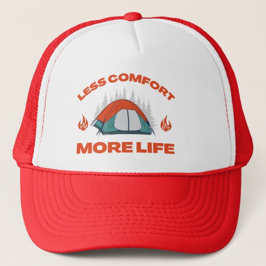 より少ない心地よいより多くの人生のキャンプ旅行 キャップ (正面)