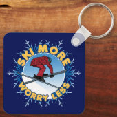 より少ない心配をスキー |スキー引用文 キーホルダー (裏面)