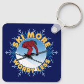 より少ない心配をスキー |スキー引用文 キーホルダー (裏面)