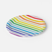 より広いスペクトルの虹および白のストライプ ペーパープレート (アングル)