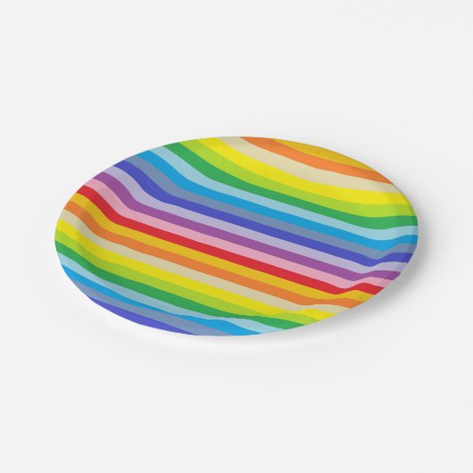 より広いスペクトルの虹のストライプ ペーパープレート (アングル)