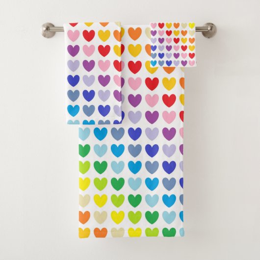 より広いスペクトルの虹のハート バスタオルセット (インサイチュ)