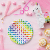 より広いスペクトルの虹のハート ペーパープレート (パーティー)