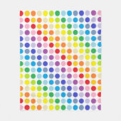 より広いスペクトルの虹の水玉模様 フリースブランケット (正面)