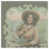 より広い生地を持つヴィンテージの西部の女性のカーボーイ ファブリック (クローズアップ)