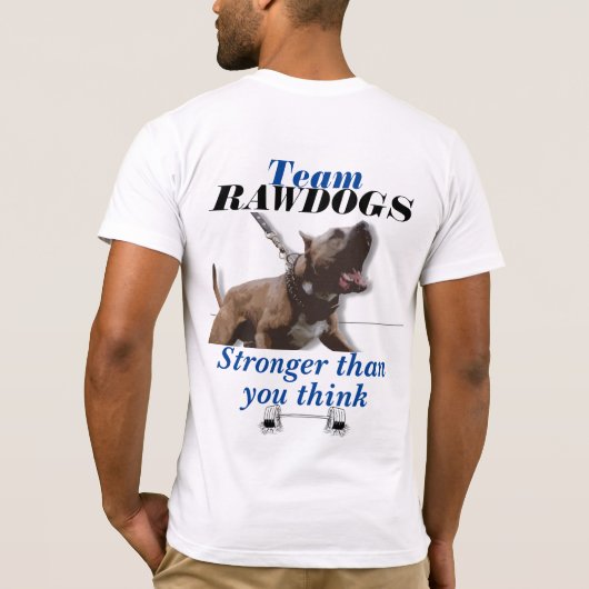より強い未加工犬は考えます Tシャツ (裏面)