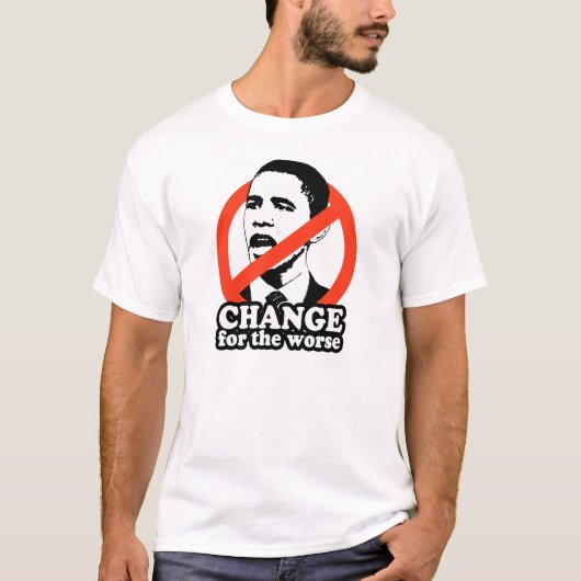 より悪いののためのANTI-OBAMA/変更 Tシャツ (正面)