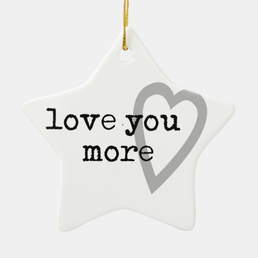 より愛するモダン白黒グレーハート セラミックオーナメント (正面)