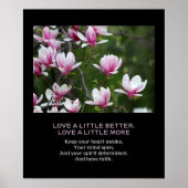 より愛の信仰カスタム引用文ピンクマグノリア花 ポスター (正面)