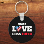より愛より少ない憎しみアメリカ国旗の素朴ハートの黒 キーホルダー (正面)