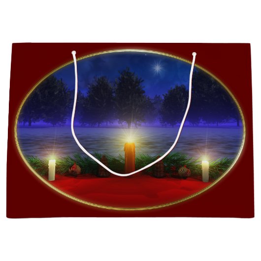 より明るい遠の視野のビームクリスマスのギフトバッグ ラージペーパーバッグ (正面)