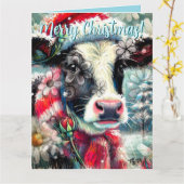 より暖かい時代を夢見る牛の花柄パーソナライズド カード (黄色い花)