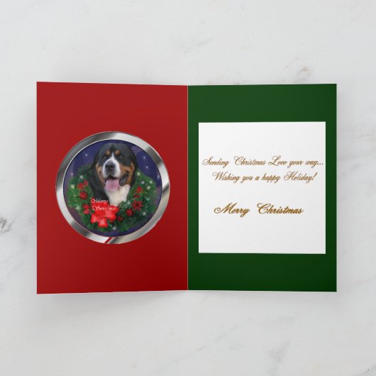 より素晴らしいスイス山犬のクリスマスのギフト シーズンカード (内部)