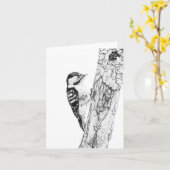 より素晴らしい斑点を付けられたキツツキ-空白のなメッセージカード カード (黄色い花)