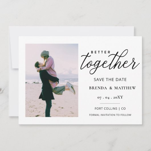 より良いスクリプトを一緒にミニマリストシンプルの写真 セーブザデート (正面)