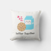 より良い一緒にかわいいミルクとクッキーかわいい愛 クッション (正面)