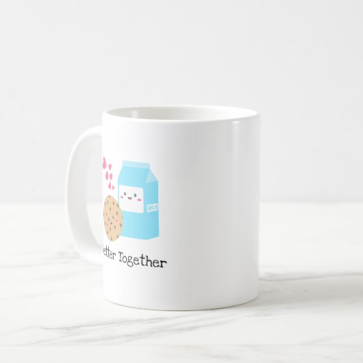 より良い一緒にかわいいミルクとクッキーかわいい愛 コーヒーマグカップ (正面左)