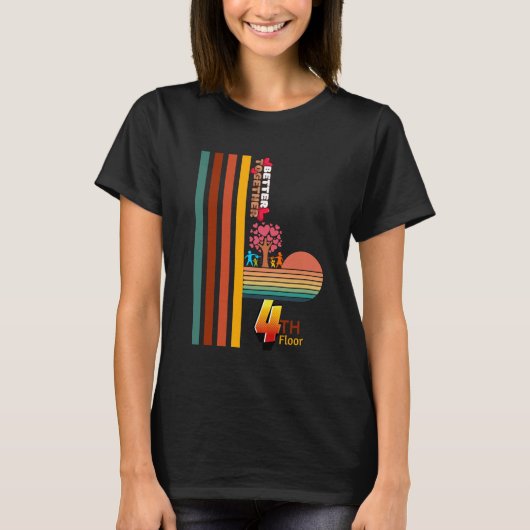 より良い一緒にレトロ感動的サンセット4th Flo Tシャツ (正面)