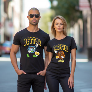 より良い一緒に一致するカップル名コーヒードーナツ Tシャツ