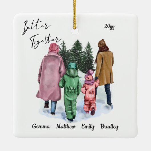 より良い一緒に家族の冬の水の色と名前 セラミックオーナメント (裏面)