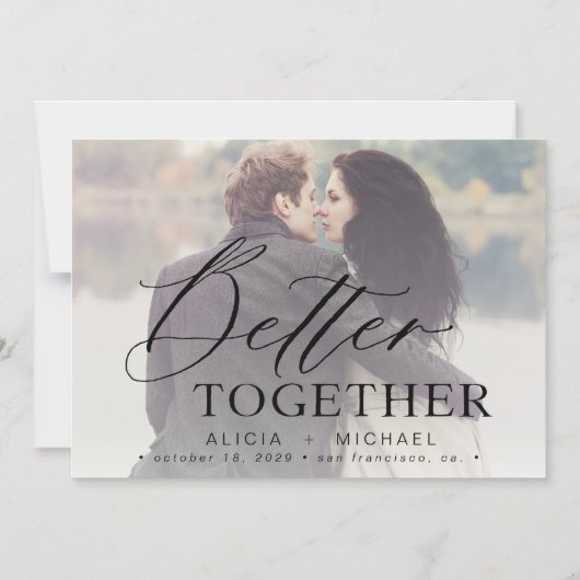 より良い一緒に結婚スクリプトの写真の日付を保存 マグネット招待状 (正面)