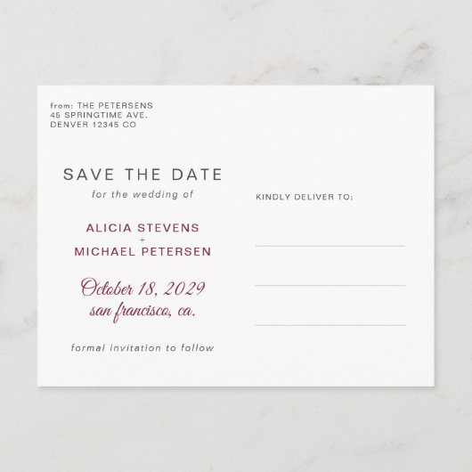 より良い一緒に結婚スクリプトの写真の日付を保存 案内ポストカード (裏面)