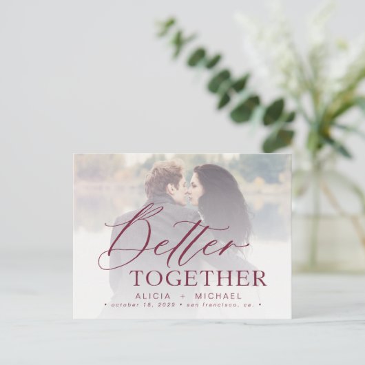 より良い一緒に結婚スクリプトの写真の日付を保存 案内ポストカード (スタンド正面)