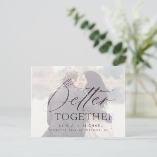 より良い一緒に結婚スクリプトの写真の日付を保存 案内ポストカード (スタンド正面)