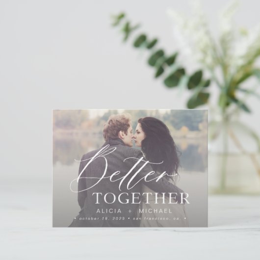 より良い一緒に結婚スクリプトの写真の日付を保存 案内ポストカード (スタンド正面)