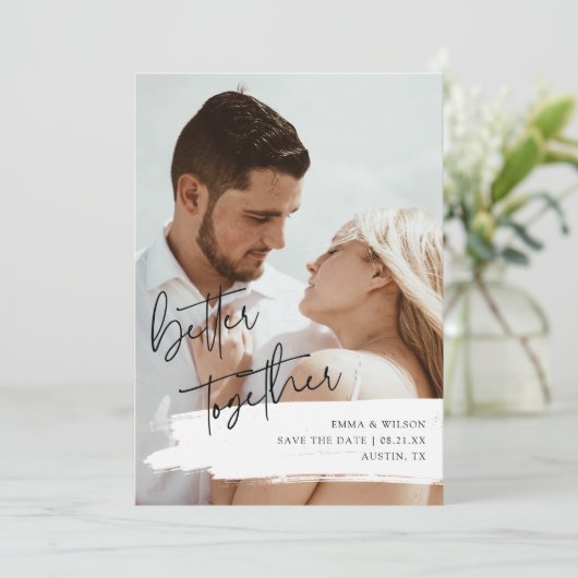 より良い一緒カスタムに写真日付カードを保存 セーブザデート (スタンド正面)