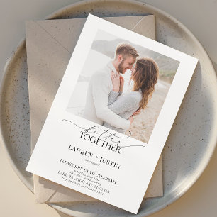 より良い一緒モダン写真婚約パーティ 招待状