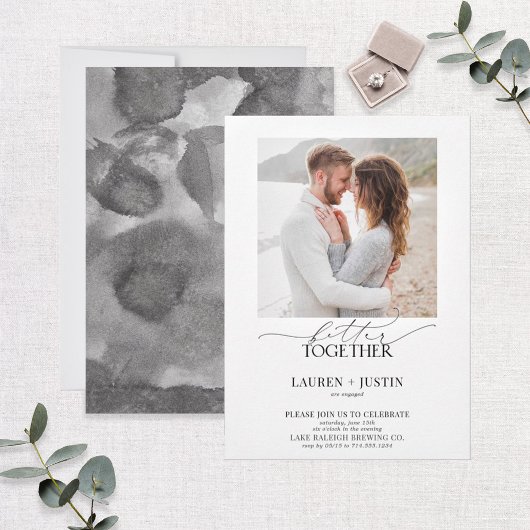 より良い一緒モダン写真婚約パーティ 招待状