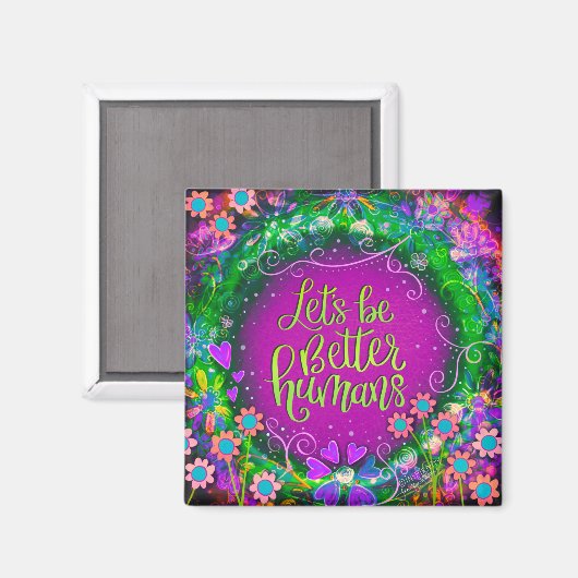 より良い人間のフローラインスピレーション紫のトレンディー マグネット (正面/裏面)