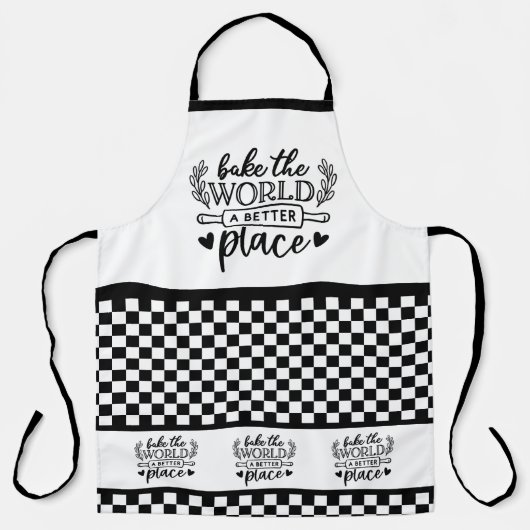 より良い場所のパターンで世界を市松模様に焼く エプロン (正面)