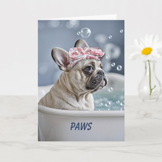より良い感じ可愛いフレンチーフレンチブルドッグ カード (小さな植物)