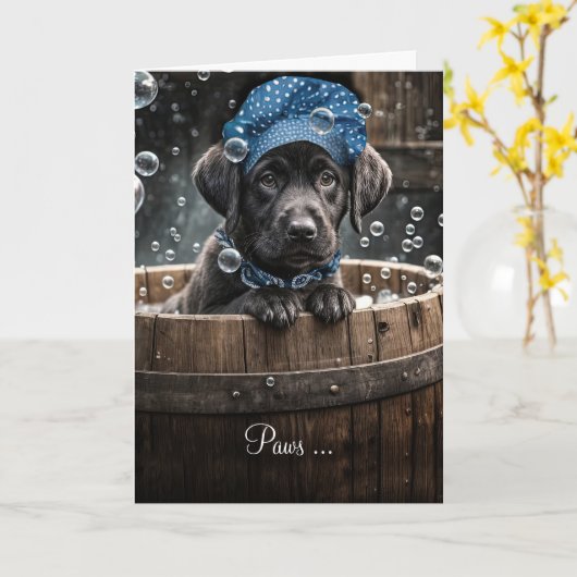 より良い感じ可愛い黒ラブラドールレトリバーを取得 カード (黄色い花)