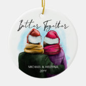 より良い組み合わせスクリプト水の色のカップルと名前 セラミックオーナメント (正面)