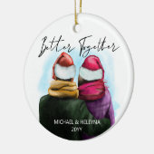 より良い組み合わせスクリプト水の色のカップルと名前 セラミックオーナメント (左)