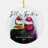 より良い組み合わせスクリプト水の色のカップルと名前 セラミックオーナメント (裏面)