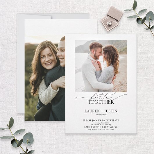 より良い組み合モダンわせ2フォト婚約パーティ 招待状