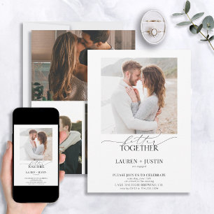 より良い組み合モダンわせ4フォト婚約パーティ 招待状