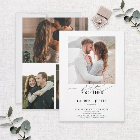 より良い組み合モダンわせ4フォト婚約パーティ 招待状