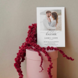 より良い組み合モダンわせ4フォトQRコード婚約 招待状