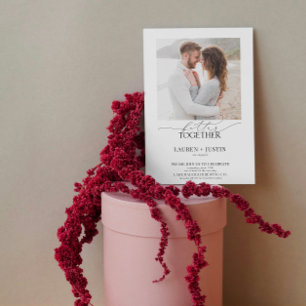 より良い組み合モダンわせ4フォトQRコード婚約 招待状