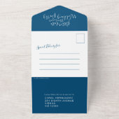 より良い遅い結婚式パーティーRSVP写真の青い白 オールインワン招待状 (外側)