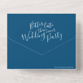 より良い遅い結婚式パーティーRSVP写真の青い白 オールインワン招待状 (裏面)