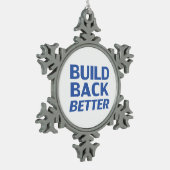 より良い青色のタイポグラフィ民主国のモダン構築 スノーフレークピューターオーナメント (左)